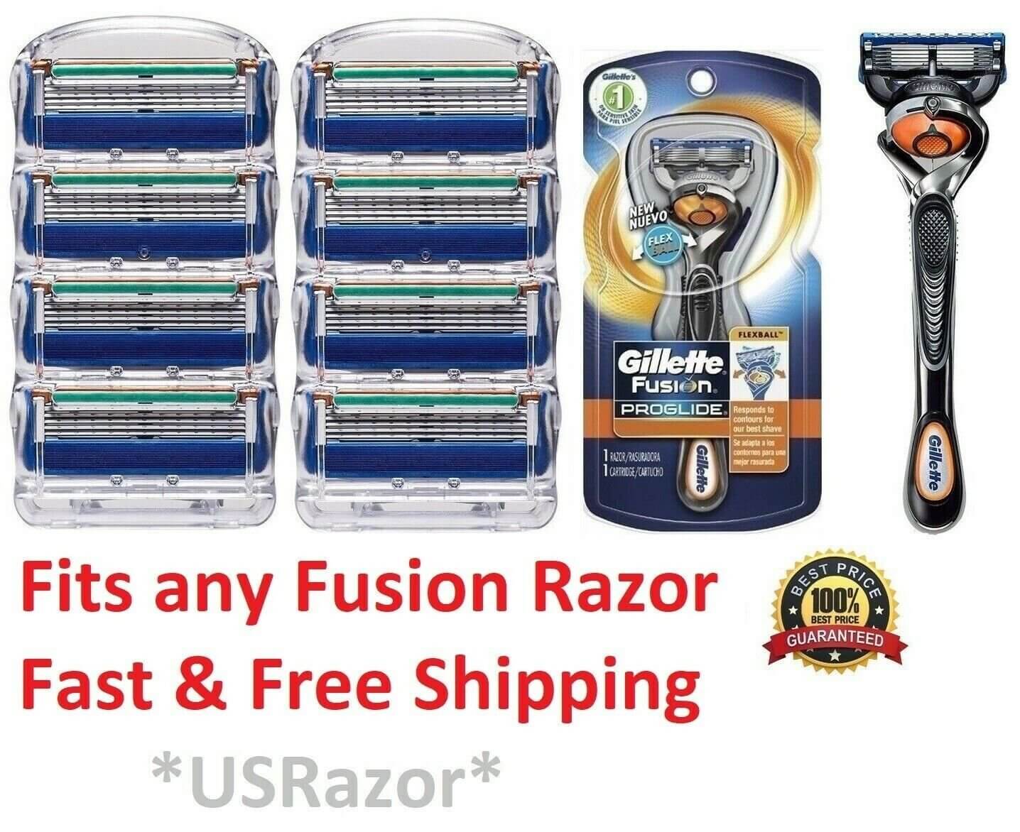 9 Gillette FUSION Flexball Razor Blades Refills Cartridges 4 8 Shaver Handle